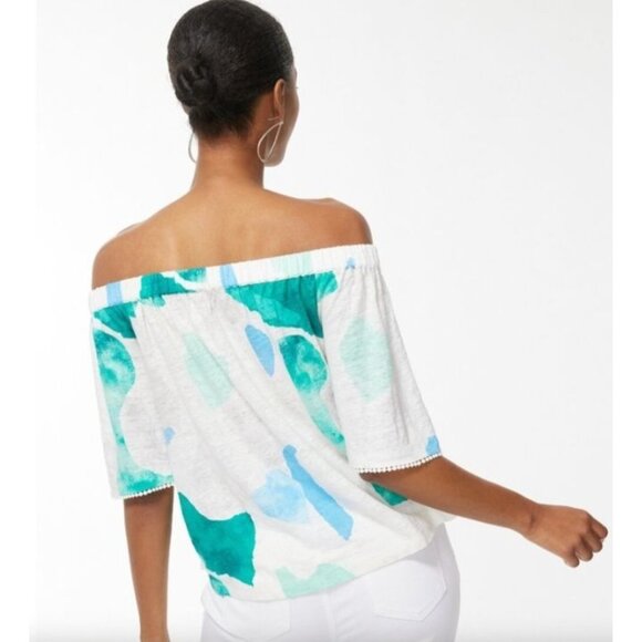 Chico's 3 Linen top shirt Confetti Pom Pom Top size XL Knit Pattern new - Picture 11 of 14